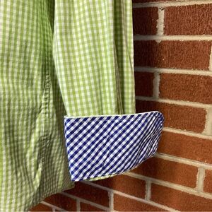 -PGA Authentic Green Gingham Pattern Button Down w/Purple L/S Men’s Medium